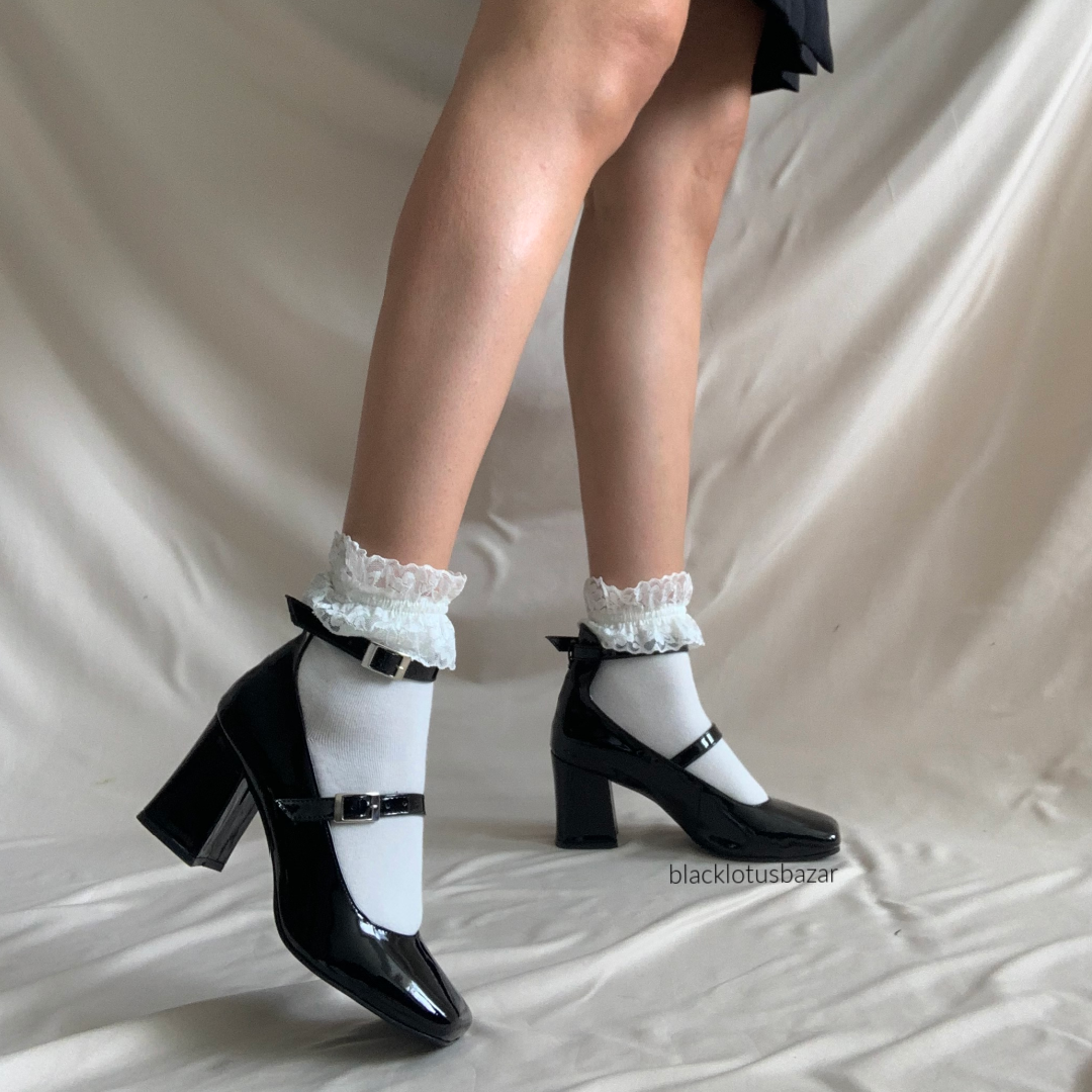 Mary janes negros de tacón bajo – blacklotusbazar