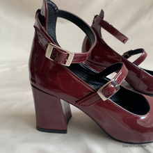 Cargar imagen en el visor de la galería, Mary janes tintos de tacón bajo