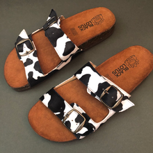 Cargar imagen en el visor de la galería, Sandalias de corcho doble hebilla animal print