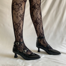 Cargar imagen en el visor de la galería, Tacones kitten negro charol