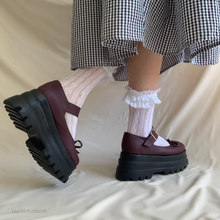 Cargar imagen en el visor de la galería, Mary janes maxi con moño borgoña