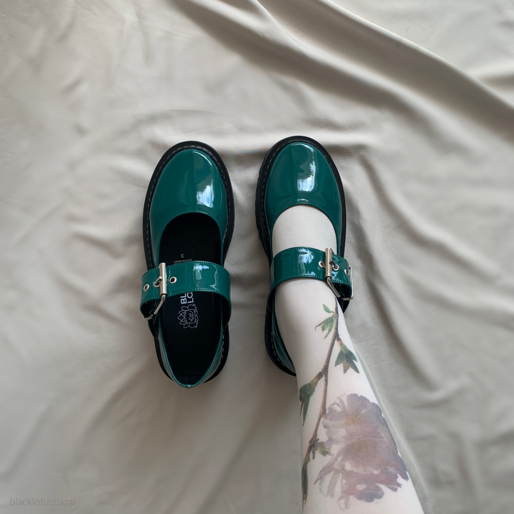 Zapatos Mary Jane verde bosque