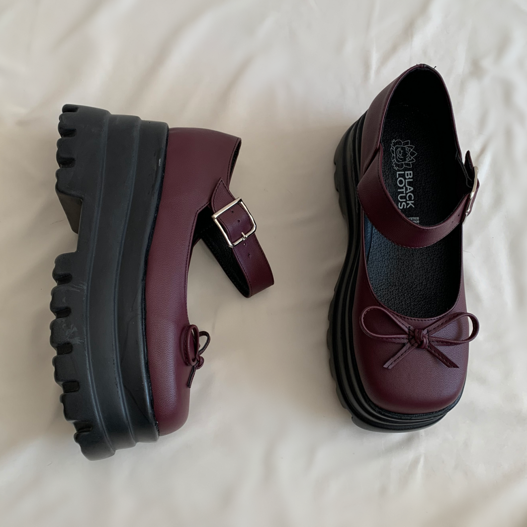 Mary janes maxi con moño borgoña