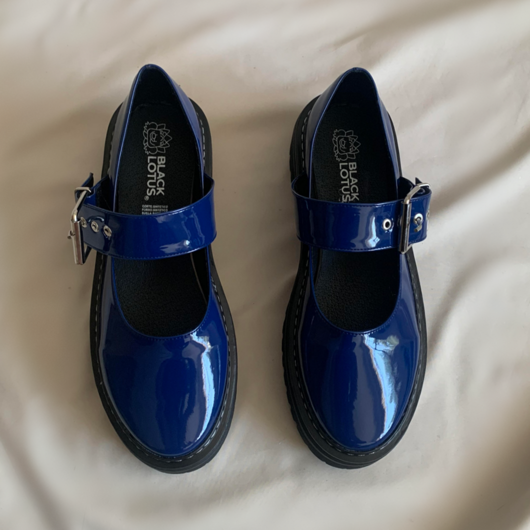 Zapatos Mary Jane azul cobalto
