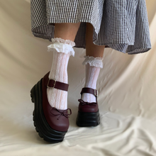 Cargar imagen en el visor de la galería, Mary janes maxi con moño borgoña
