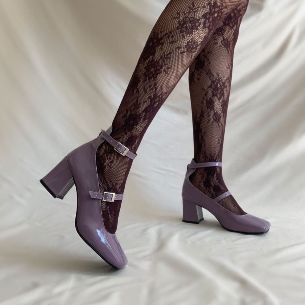 Mary janes violeta de tacón bajo *Edición limitada*