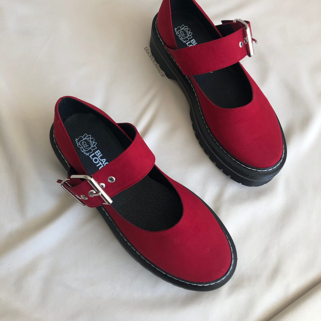 Zapatos Mary Jane rojo cereza